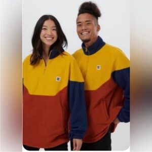 Lucy & Yak Colorblock Pullover in Mustard, Rust & Navy
